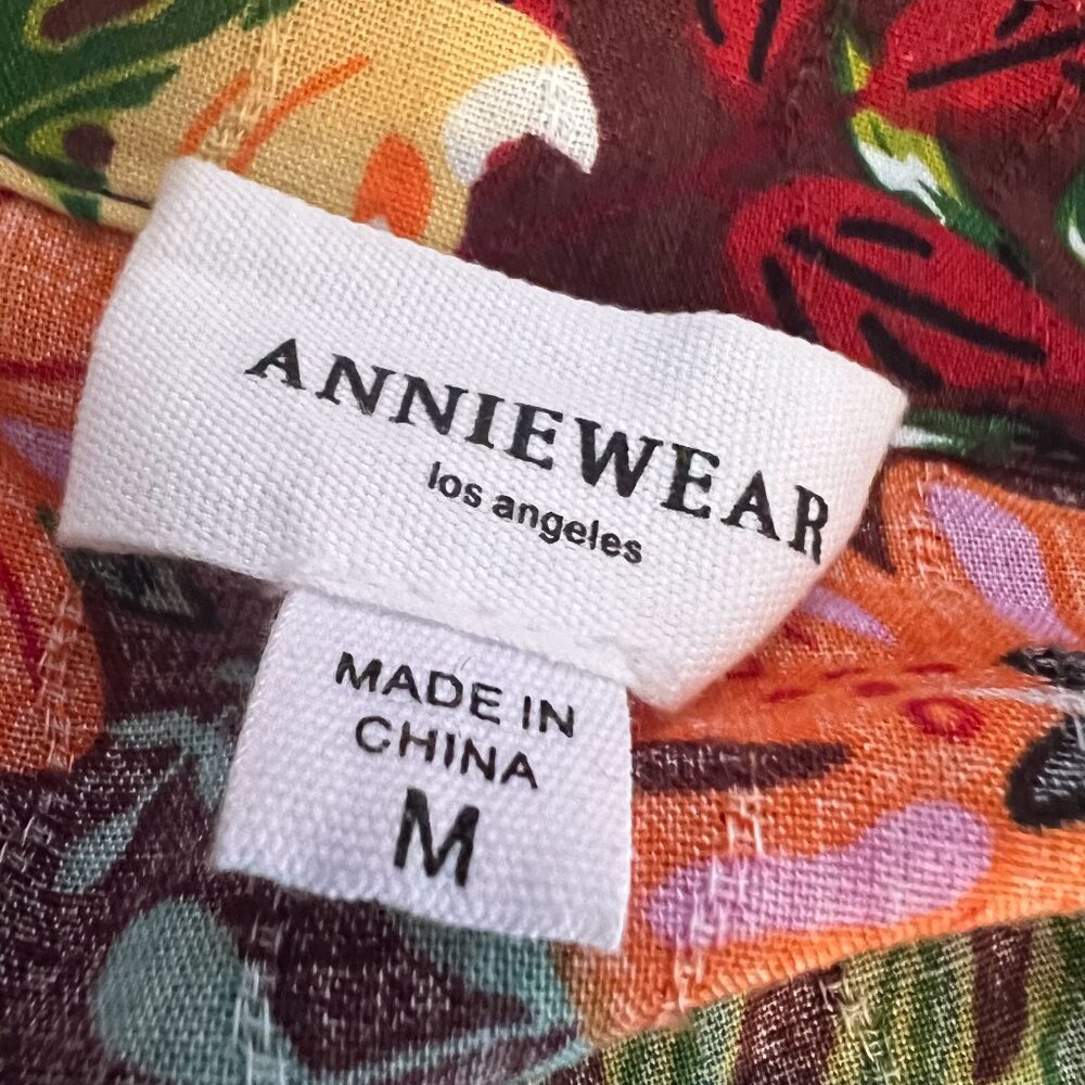 AnnieWear Floral Print Mini Dress Autumn Long Sleeve Button Down Shirt Dress  M - Picture 4 of 9